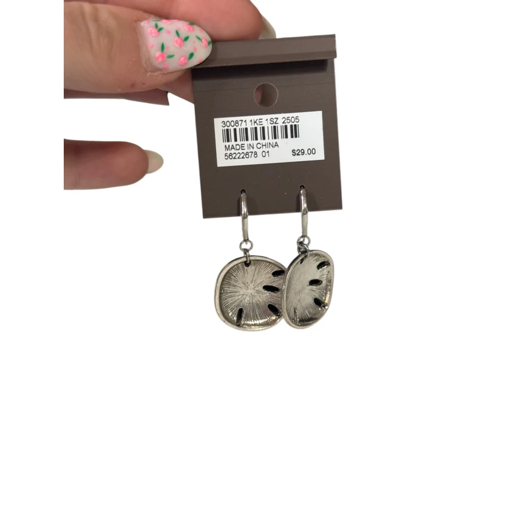 Women's J.Jill Silver Sand Dollar Drop Earrings One Size - Picture 3 of 3